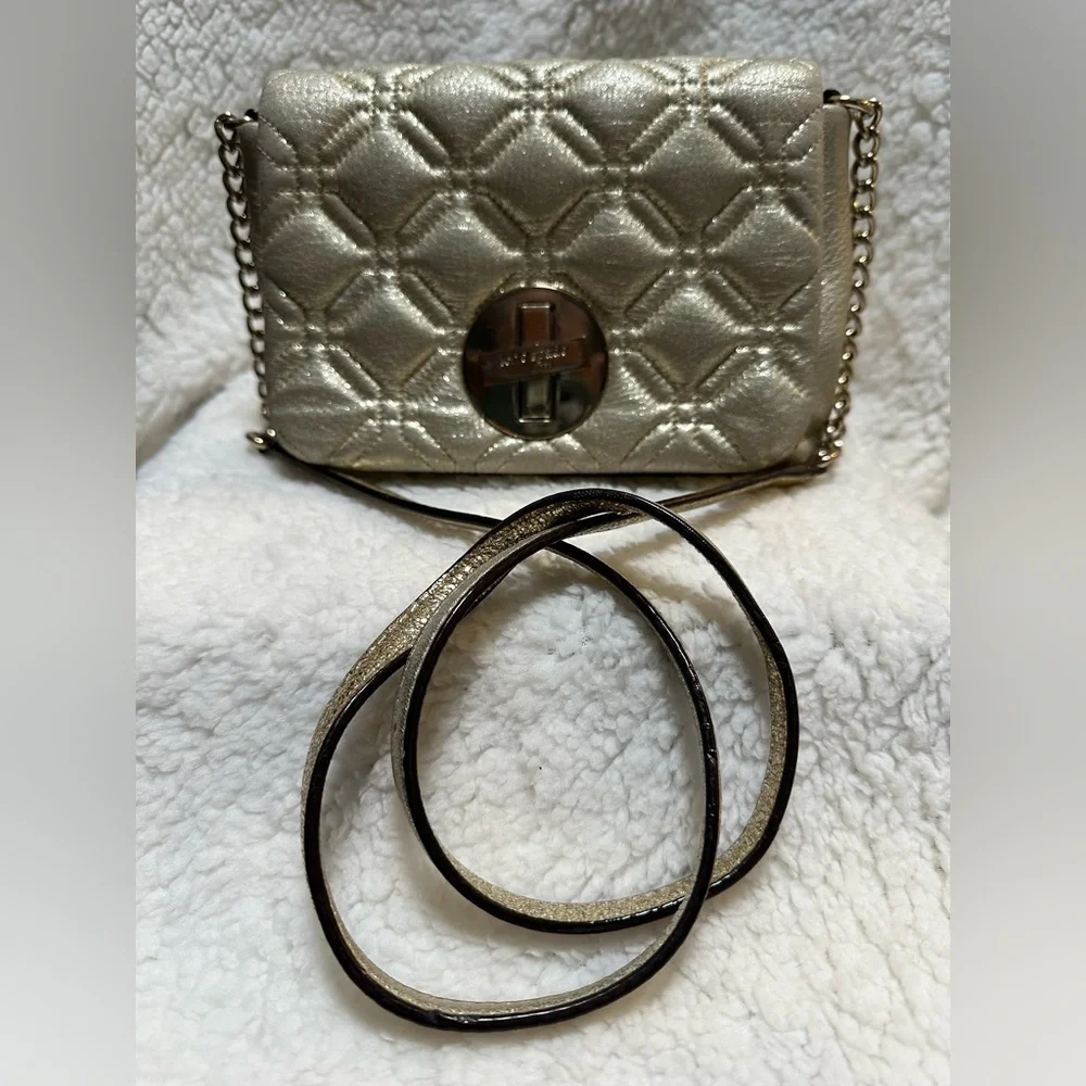 Kate Spade Astor Court Naomi Quilted Leather Crossbody Bag Gold Tone